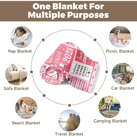 2025 Graduation Gifts for Her Graduation Blanket Class of 2025 College Graduation Gifts for Women 2025 Senior Gifts Throw Blanket Middle High School Nurse 5th 8th Grade Graduation Decorations 40x50