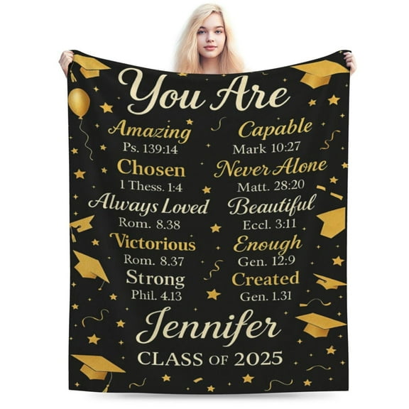 2025 Graduation Gifts for Him Her, Cutom Name Graduation Blankets, Inspirational Christian Graduation Gifts, Class of 2025 Gifts Bulk, Gifts for High School Senior College Student 50x40