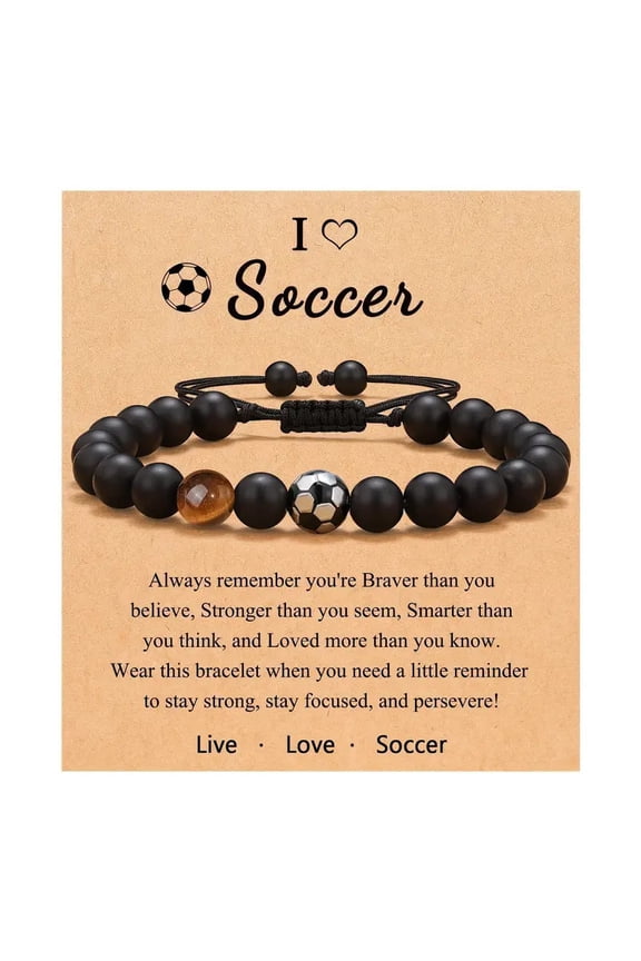 2025 Graduation Gifts for Him: Adjustable Baseball Football Soccer Bead Bracelet with Encourage Quote for Teen Boy - Graduation Gifts for Kindergarten/Middle School/High School/College Grads