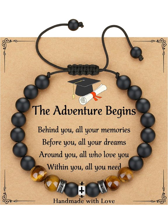 2025 Graduation Gifts for Him, High School College Graduation Gifts for Men Cross Bracelet Son Grandson Nephew Friends, With Graduation Cap Box and Meaningful Cards