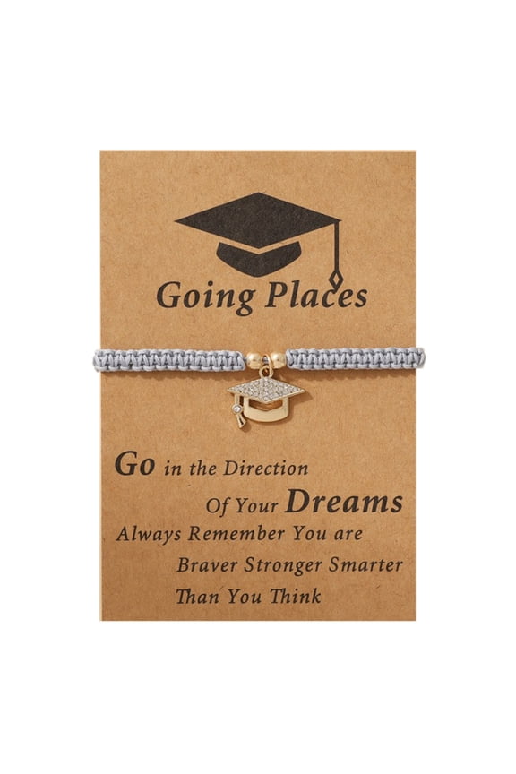 2025 Graduation Gifts for Women & Men - Adjustable Gemstone Bracelet with Motivational Charm - for College, Nursing, Master's & High School Graduation Presents