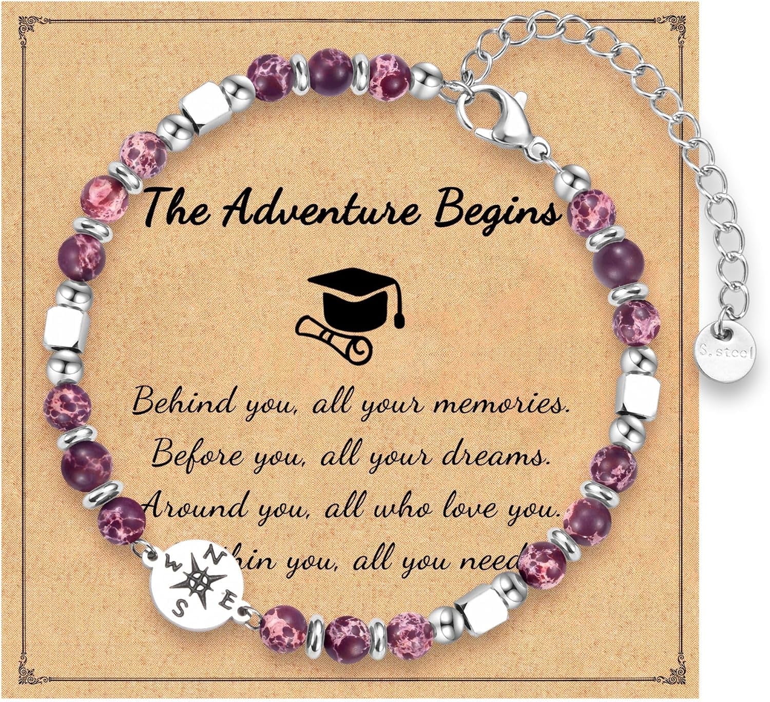 2025 Graduation Gifts for Her, Compass Bracelet for Girls Women ...