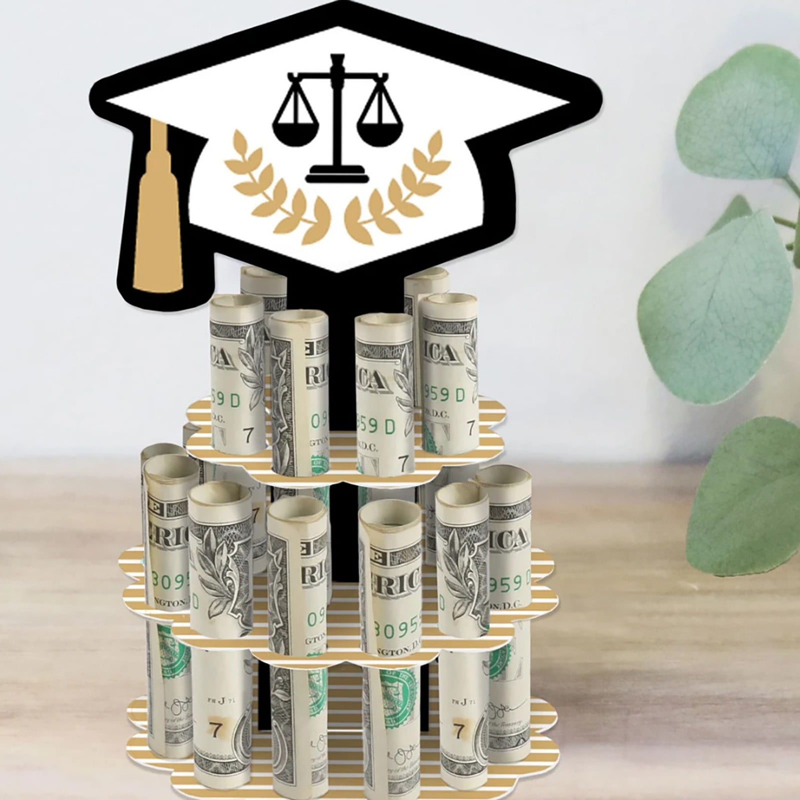 VANDOULUM Graduation Money Cake - 3 Tier Fake Cake For Cash Gift, Class Of 2025 Graduation Party Decor & Centerpiece - View #9