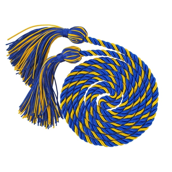 2025 Graduation Honor Cord Royal Blue/Royal Blue/Yellow, Single Stole, By Meiiso, Large Inventory!