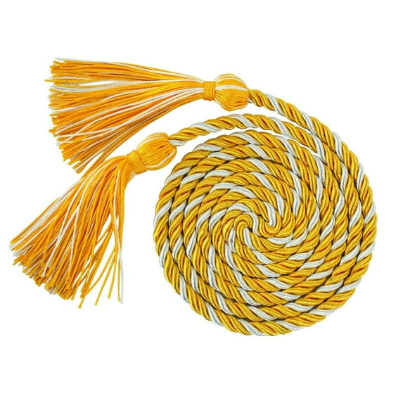 2025 Graduation Honor Cord Yellow/Yellow/White, Single Stole for Ceremony, By Meiiso, Large Inventory!