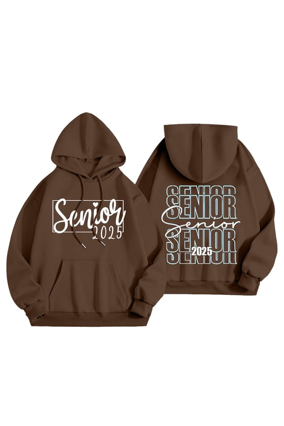 2025 Graduation Hoodie Women Senior Mom Sweater Ms Style Letters Printed Pullover Casual Comfortable Warm