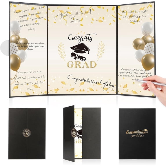 2025 Graduation Message Book | Graduation Guestbook & Memory Keepsake | Elegant Black Paper | Collect Messages & Signatures | 11.81x8.42 in | Graduation Party Decor | Reunion Souvenir | 1 Pack
