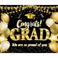 thumbnail image 1 of 2025 Graduation Party Backdrop Congrats Grad Congratulations Class of 2025 Black Gold Bachelor Cap Balloon Graduate Prom Decorations Background Birthday Cake Table Banner Photo Booth, 1 of 10