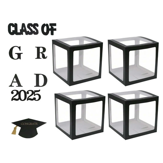 2025 Graduation Party Decoration Black Balloon Boxes With Letters