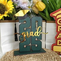 2025 Graduation Party Decoration, Class of 2025 Wooden Table Centerpiece Decor, Wooden Table Sign Congrats Grads Photo Props Ornaments Gifts for Grads Party Decoration Sign with Base