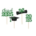 thumbnail image 1 of 2025 Graduation Party Decorations - Graduation Season Small Cake Decorations - Card Slot Inserts for Cupcake toppers - Wood& Paper Graduation Design Cake Decorations,Green,4PCS, 1 of 7