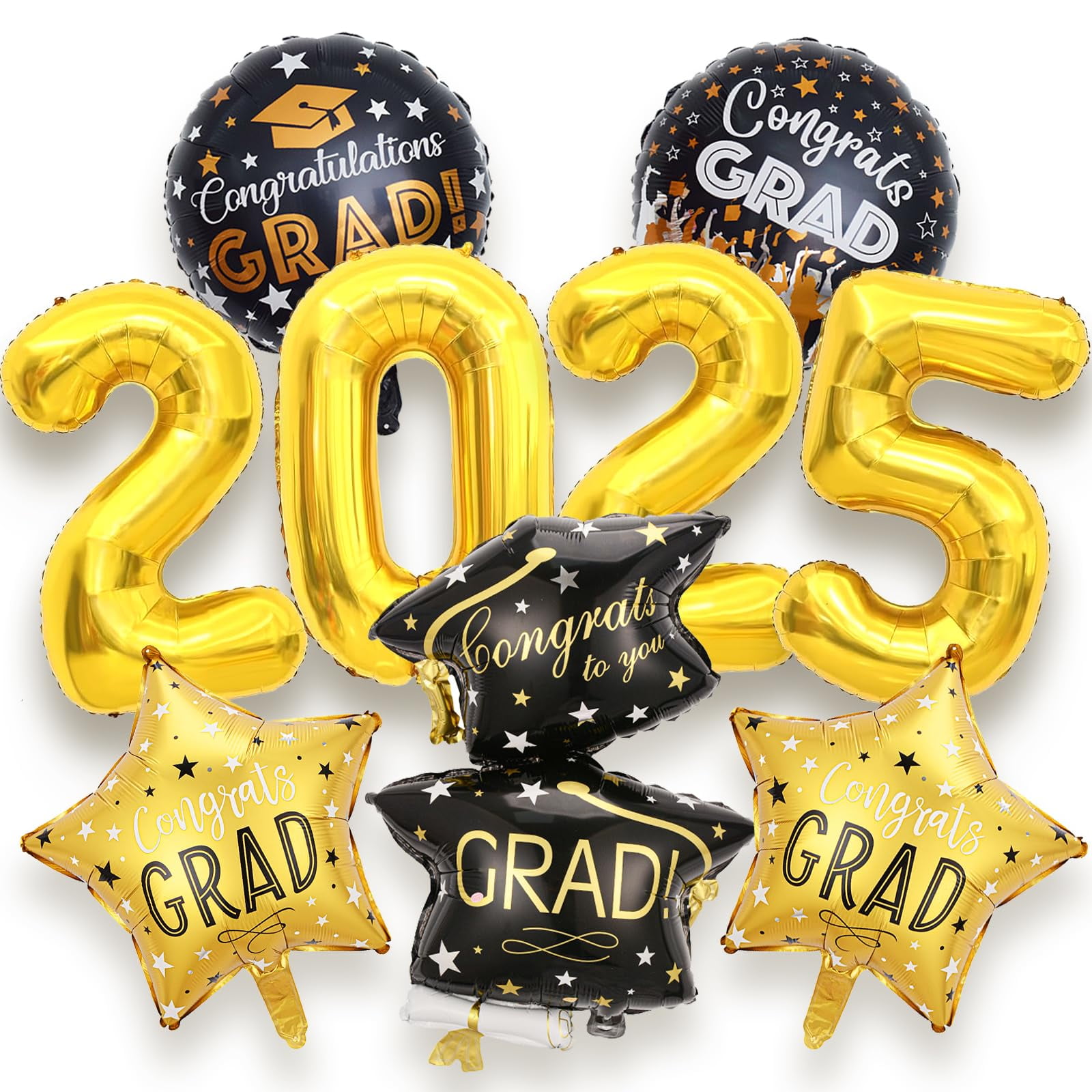 2025 Graduation Party Decorations SSF20 - 9 Pcs Black Gold Graduation ...