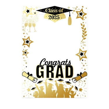 2025 Graduation Photo Frame Prop 26.7x18.9" Large Group Selfie Frame, Party Decorations Photo Booth Props with Festive Design in Blue Gold Red