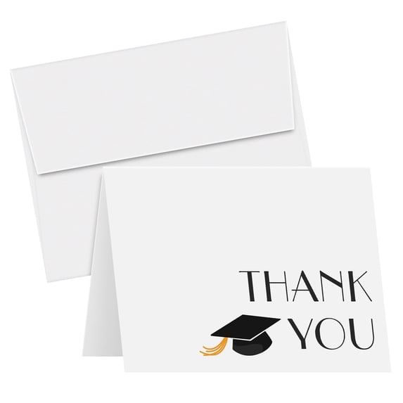 2026 Graduation Thank You Cards – Cute and Stylish Greeting, Appreciation, Celebratory Card | A2 Size – 4.25 x 5.5” When Folded | 80lb Cover (216gsm) | 25 Cards and Envelopes per Pack