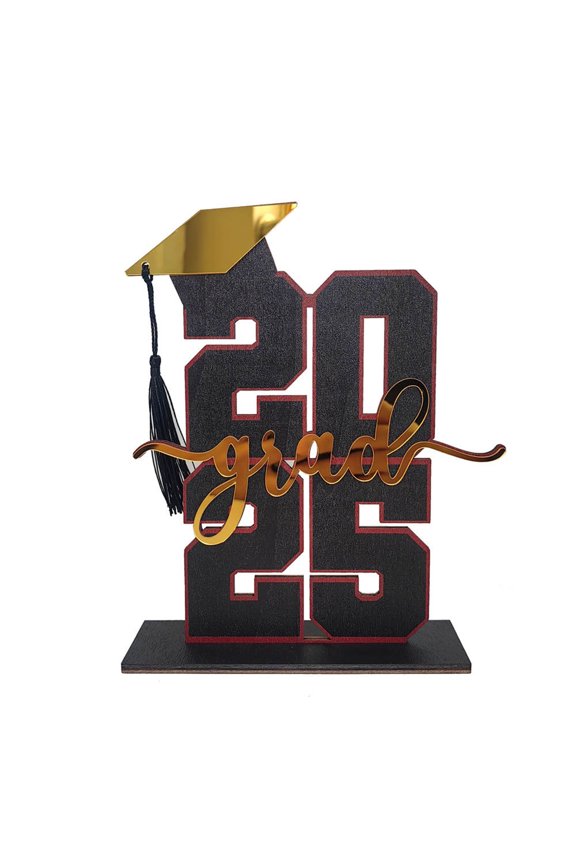2025 Graduation Wooden Tabletop Decoration - Natural Wood Commemorative Ornament, Multi-Purpose Display Stand for Photos & Books, Graduation Gift with Good Wishes
