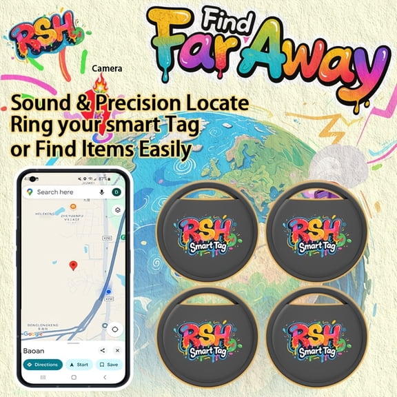 2025 Graffiti Wind Smart Tag Key Locator 4-Pack, Compatible with Google Find Hub (Android 9+), Anti-Loss Tracker for Keys, Pets, Wallet, Luggage