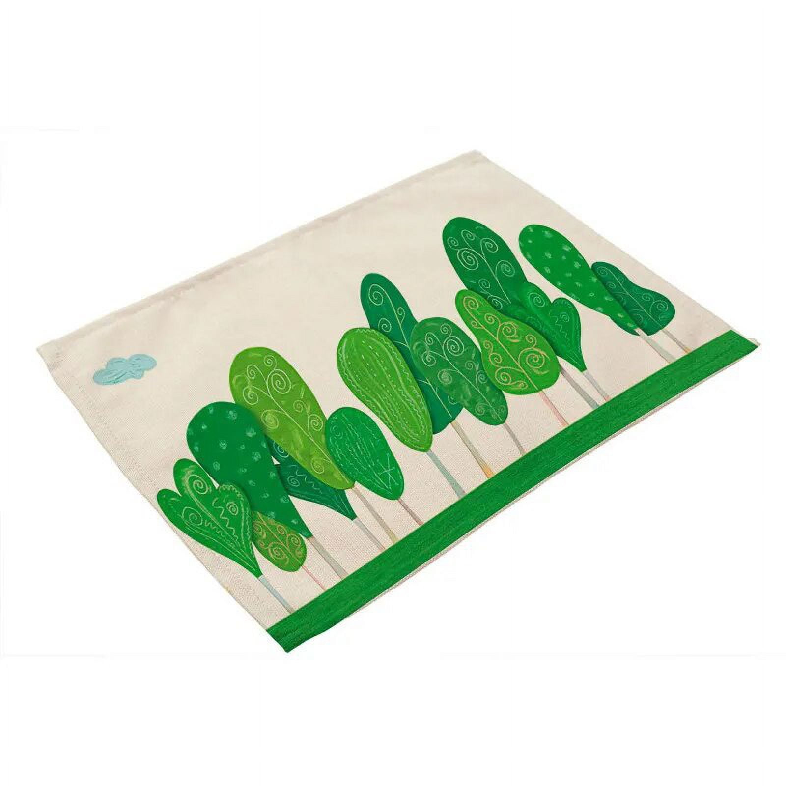 2025 Green Leaf Plant Pattern Dining Table Mats Kitchen Placemat Coaster Cotton Linen Pad Bowl