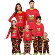 2025 Grincch Christmas Family Pajamas Matching Sets, Fun Holiday Pjs Sleepwear Loungewear For Family Women Men Couples Halloween Xmas Long Sleeve Grincch Print Nightwear For 100