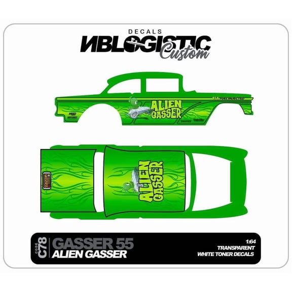 '55 CHEVY GASSER Custom Universal WaterSlide Decal for hot wheels 1/64 Scale 082