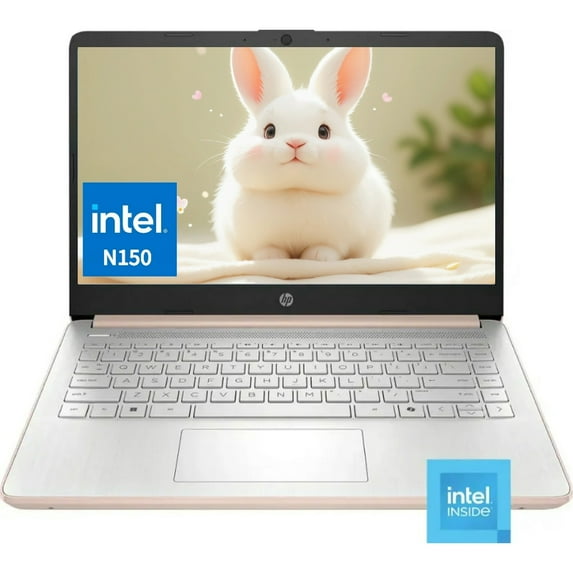 2025 HP New Student Business Laptop, Intel N150 CPU(Beats N4120) ,14 Inch LED ,8GB RAM 128GB UFS,Pale Rose Gold