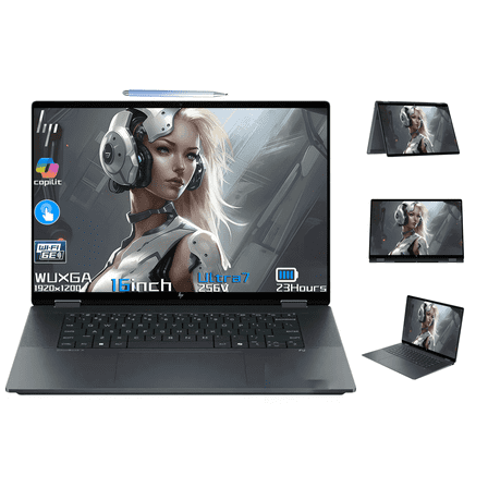2025 HP OmniBook X Flip (Next Gen Envy x360) 2-in-1 Touchscreen Laptop (16" FHD+, Intel Core Ultra 7 256V, 16GB RAM, 1TB SSD, Arc 140v GPU (8GB)) AI Copilot+ PC for Creator, Designer, Win 11 W/Stylus