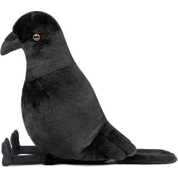 2025 Halloween 10" Crow Stuffed Animal-Black 7.9",Lifelike Crow Plush Toy,Bird Toys for Kids,Crow Gifts for Kids