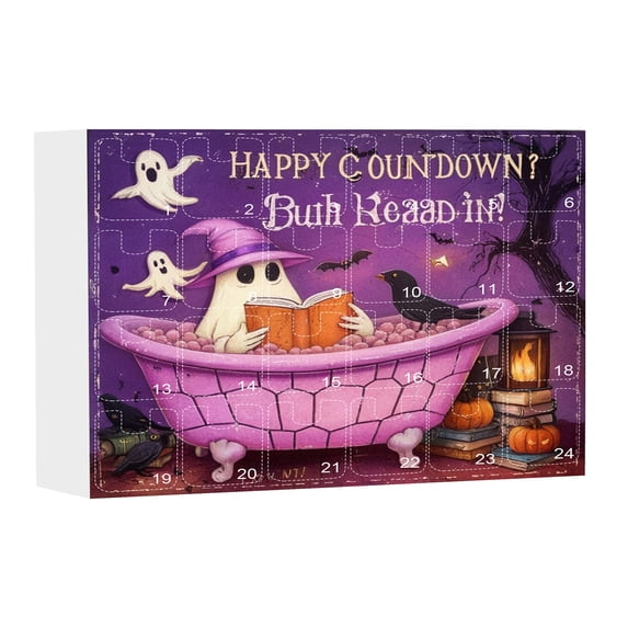 2025 Halloween 2D Acrylic Reading Ornament Set 24 Days Advent Calendar Of Hanging Decoration Reading Mystery Countdown Calendar For Christmas Tree Halloween Party Decor