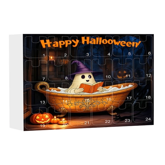 2025 Halloween 2D Acrylic Reading Ornament Set 24 Days Advent Calendar Of Hanging Decoration Reading Mystery Countdown Calendar For Christmas Tree Halloween Party Decor