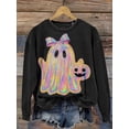 thumbnail image 1 of 2025 Halloween Autumn and Winter Digital Print Rainbow Ghost Pumpkin Drop Shoulder Sweatshirt, 1 of 10