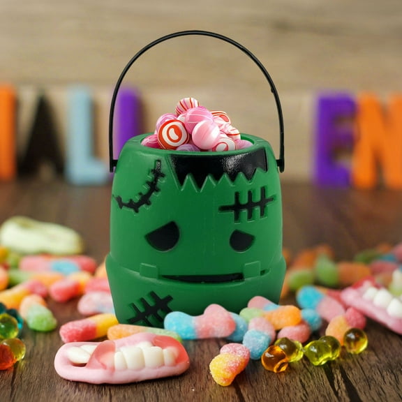 2025 Halloween Candy Bucket - Trick or Treat Pail | Party Decorations | Kids Collection Bucket | Reusable Plastic Container | Props