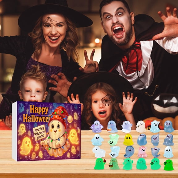 2025 Halloween & Christmas Luminous Resin Advent Calendar – 24-Day Countdown Calendar with Glow-in-the-Dark Resin Ornaments – Holiday Decoration for Kids and Adults