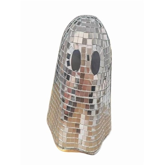 2025 Halloween Decor Disco Ghost - Mirror - Like Reflective Glass Ghost Figure, Shimmering Indoor Tabletop Decoration for Parties & Home | Disco - Inspired Spooky Prop