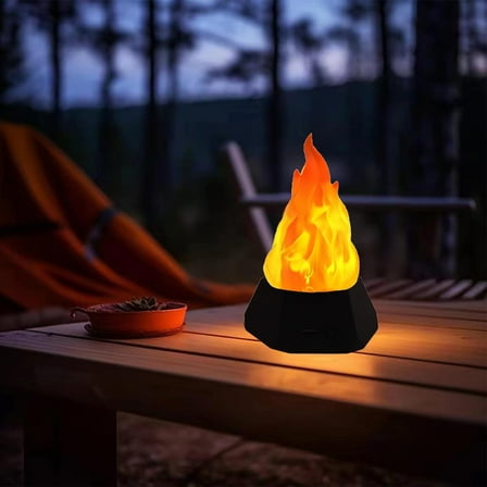 2025 Halloween Fake Fire Lamp, LED Rechargeable Travel Night Light with Flickering Cozy Lighting,3-Mode Flame Fireplace Candles for Apartment Patio Decor Outdoor Camping Decorations - 1Pc