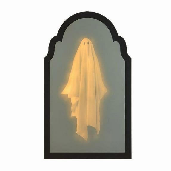 2025 Halloween Ghost Hologram Mirror, Spooky Scary Ghosts for Halloween, Halloween Indoor Decor, Novelty Ghost Mirror for Bedroom Kitchen and Fireplace Party Supplies(Wave,13.8in)