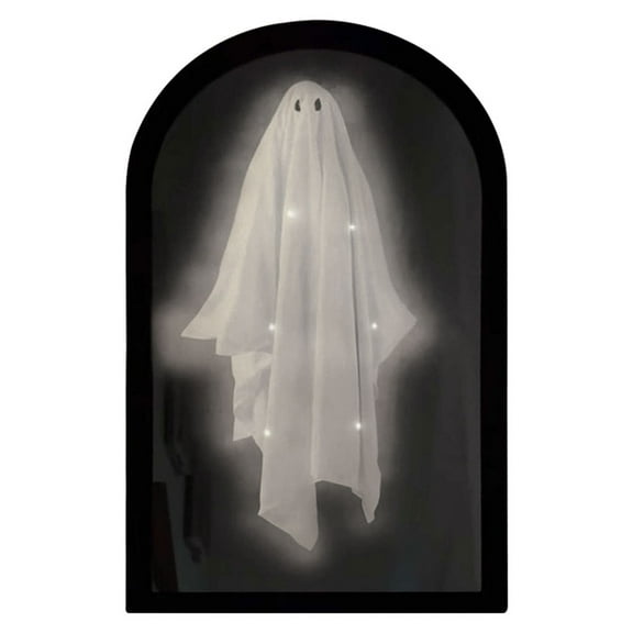 2025 Halloween Hologram Ghost Mirror – LED Spooky Haunted Mirror with Creepy Eyes, Indoor Halloween Wall Decor for Bedroom, Living Room, Fireplace, DIY Haunted House Props