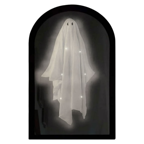 2025 Halloween Hologram Ghost Mirror – LED Spooky Haunted Mirror with Creepy Eyes, Indoor Halloween Wall Decor for Bedroom, Living Room, Fireplace, DIY Haunted House Props
