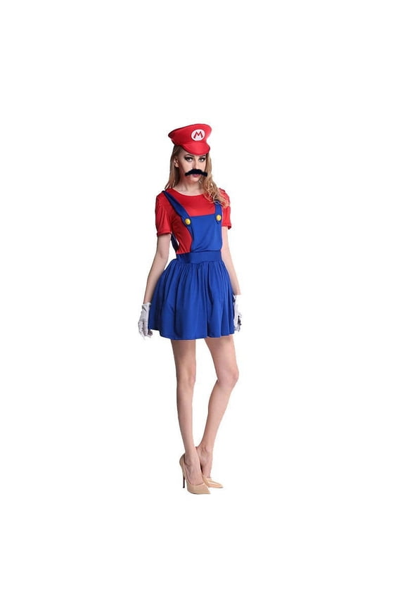 Halloween Super Brothers Costumes, Funny Super Bros Fancy Dress Cosplay Costume Adults Women M