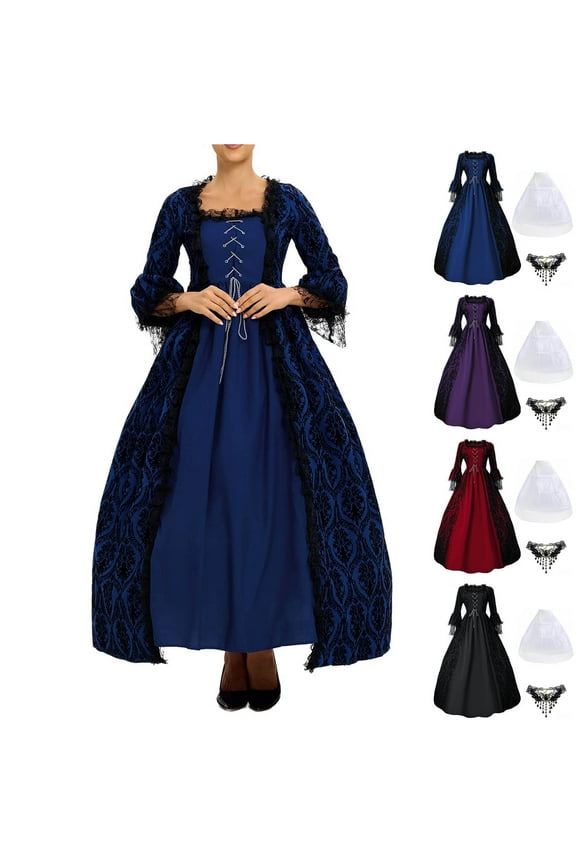 2025 Halloween Plus Size Women's Victorian Dress 18th Century Medieval Ball Gown Renaissance Fancy Cosplay Costume