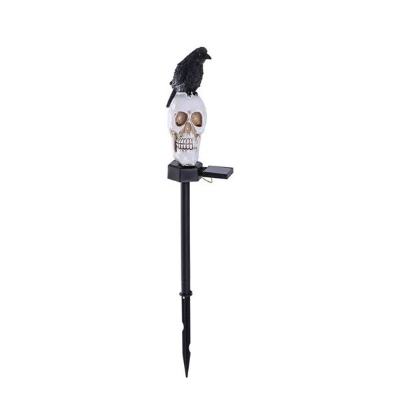 2025 Halloween Skeleton Decor Solar Ground Insert Light Outdoor Resin Floor Insertion Lamp, Auto - Inductive LED, Sun - Powered for Yard/Garden/Patio Spooky Decoration(Crow)