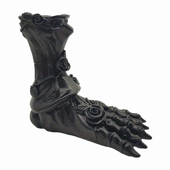 2025 Halloween Skeleton Foot Candlestick - Gothic Resin Tabletop Centerpiece ：Unique gothic design with skeleton foot shape.,Black