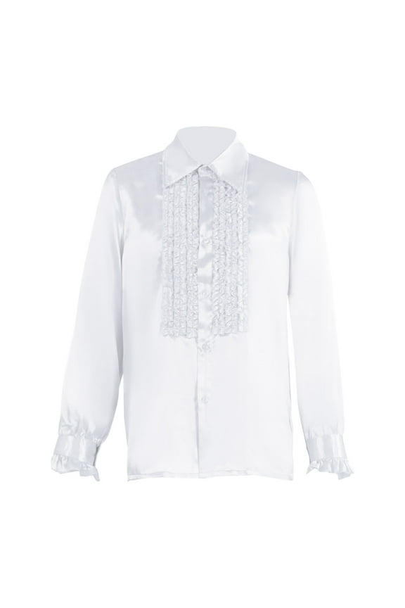 2025 Halloween Tuxedo Shirt for Men Ruffle Front Stag Party Wedding Formal Dress Top Renaissance Gothic Button Shirt