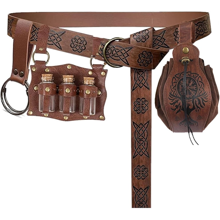 Medieval Pirate Leather Belt Pouch Set with Skirt Hikes Amazon.com | Renaissance Belt Pouch Coin Purse Skirt Hike  main image 3