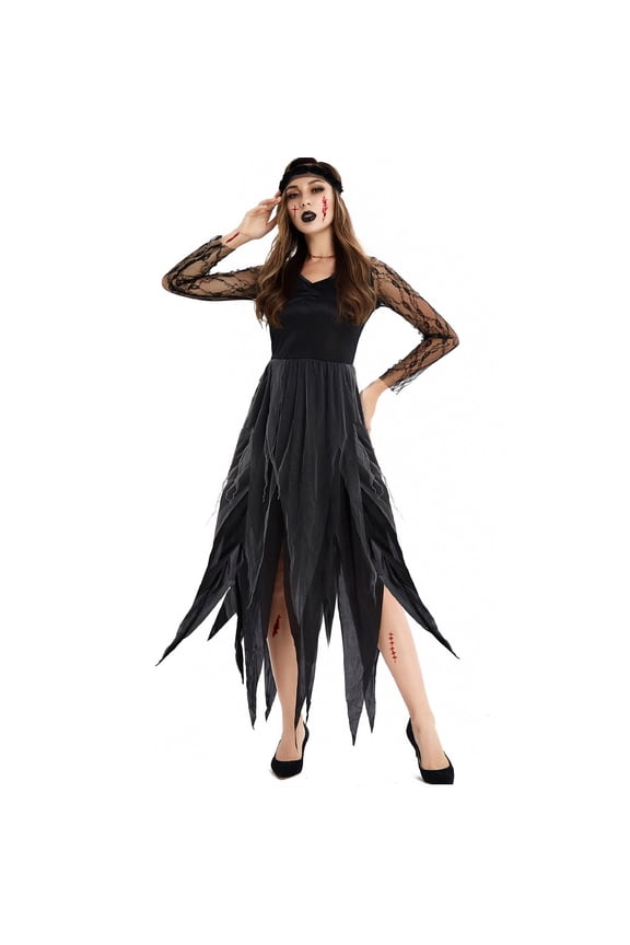 Halloween Witch Costume Women, Classic Retro Witch Costumes for Women Halloween Fancy Dress Witch Dress Black L