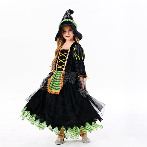 Halloween Witch Costume Women, Classic Retro Witch Costumes for Women Halloween Fancy Dress Witch Dress Green L