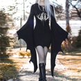 thumbnail image 1 of 2025 Halloween Witch Costume Women, Gothic Batwing Style Witch Costumes for Women Halloween Fancy Dress Witch Dress Black S, 1 of 5