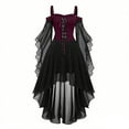 thumbnail image 1 of 2025 Halloween Women's Plus Size Cold Shoulder Dress - Lace-Up Front + Flowy Silhouette, Festive Costume for Trick-or-Treat & Gatherings, 1 of 1