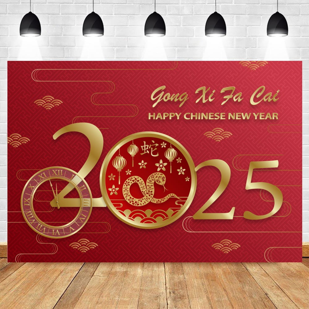 2025 Happy New Year Fireworks Photography Backdrop New Year Eve Clocks