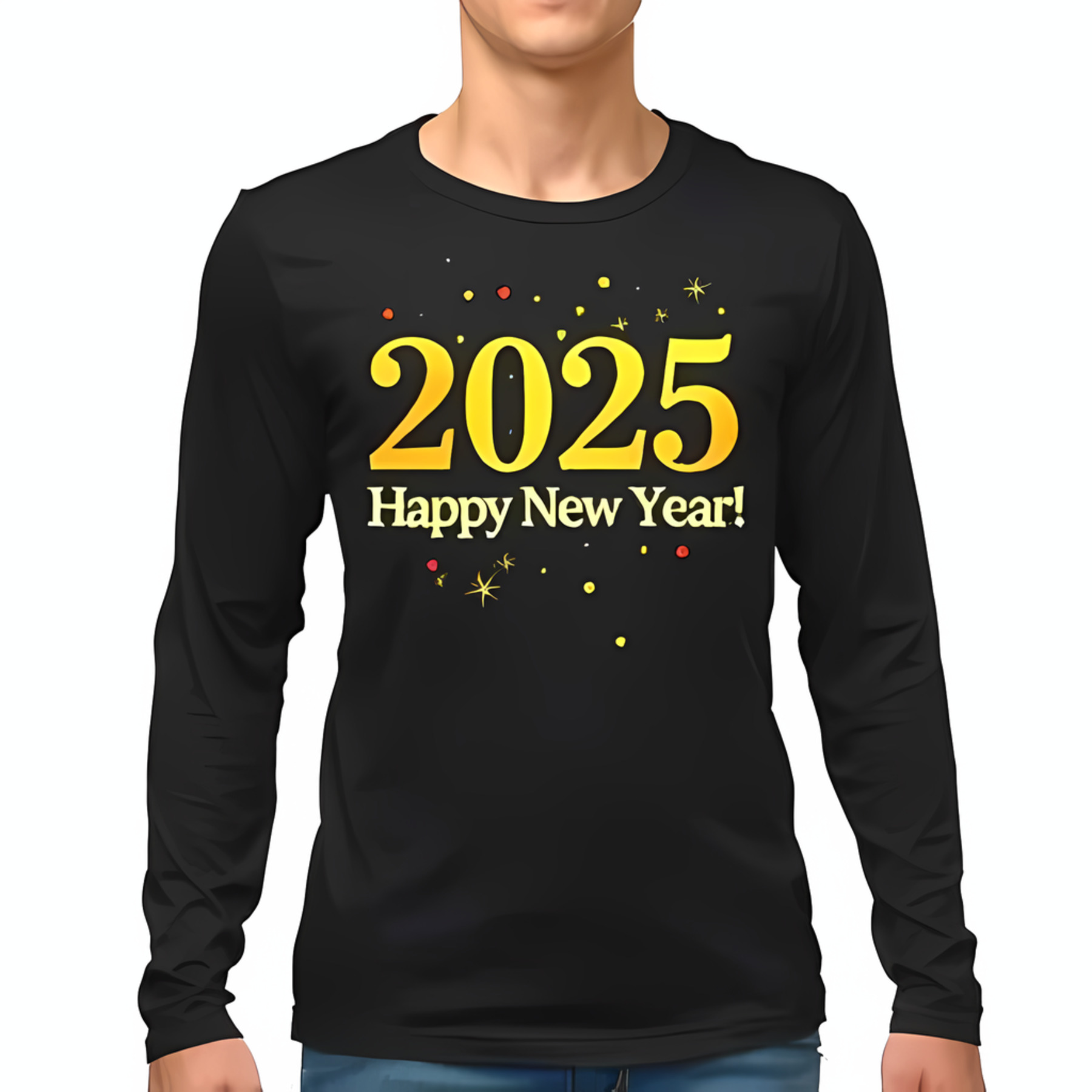 2025 Happy New Year Long Sleeve TShirt for Men & Women Vintage Style