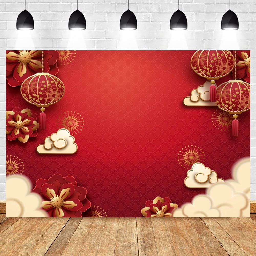 2025 Happy New Year Photography Backdrop Chinese Style Snakes Red