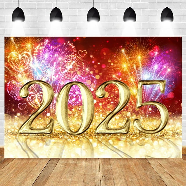 2025 Happy New Year Photography Backdrop New Year's Eve Party Balloon